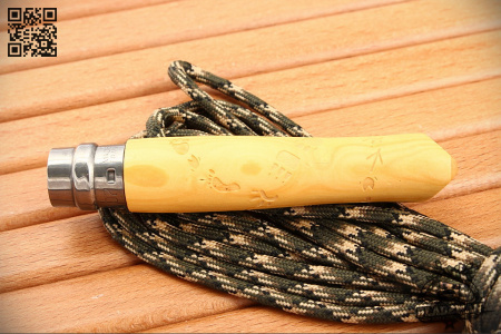 Нож Opinel №7 Nature, Нержавеющая сталь, Самшит, Гравировка следы - купить в интернет-магазине Blademan