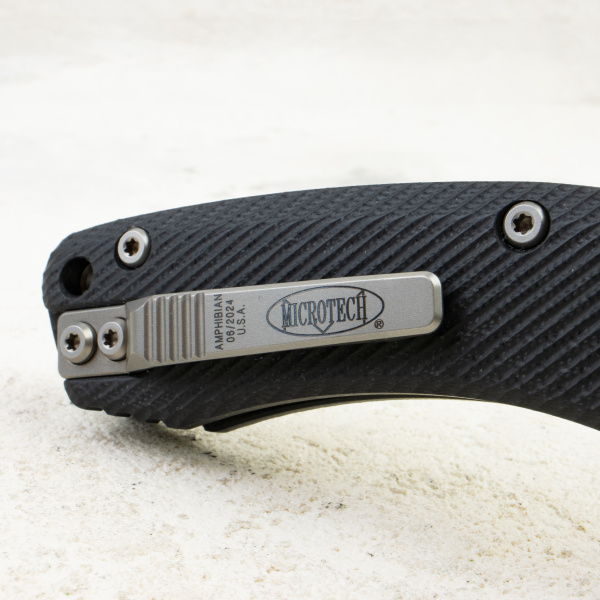 Нож Microtech Amphibian RAM-LOK, Stonewash, M390, G10 Fluted Black, 137RL-10 FLGTBK Нож Microtech Amphibian RAM-LOK, Stonewash, M390, G10 Fluted Black, 137RL-10 FLGTBK