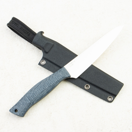 Нож OWL S130 F Универсал, M390 Cryo, Micarta Jeans Gray, Kydex