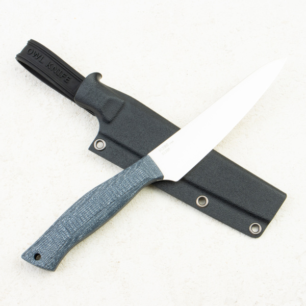 Нож OWL S130 F Универсал, M390 Cryo, Micarta Jeans Gray, Kydex
