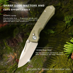 Нож Remette Rhino, 14C28N, Micarta Green Handle, MC25A