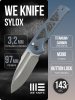 Нож WE Knife Sylox, Gray Stonewashed, M390, Titanium/Carbon Blue Handle, WE24027-2