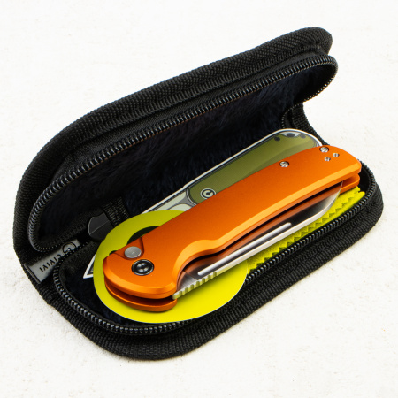 Нож CIVIVI Chevalier II Flipper & Button Lock, 14C28N, Orange Aluminum Handle, C20022B-2