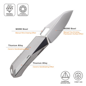 Нож Remette Woodpecker, M390, Titanium Gray Handle, RTWP-T Нож Remette Woodpecker, M390, Titanium Gray Handle, RTWP-T