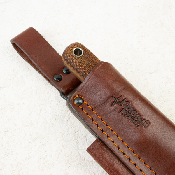 Нож Южный Крест Кефарт mini, Elmax, Convex, Micarta Coyote, Насечка