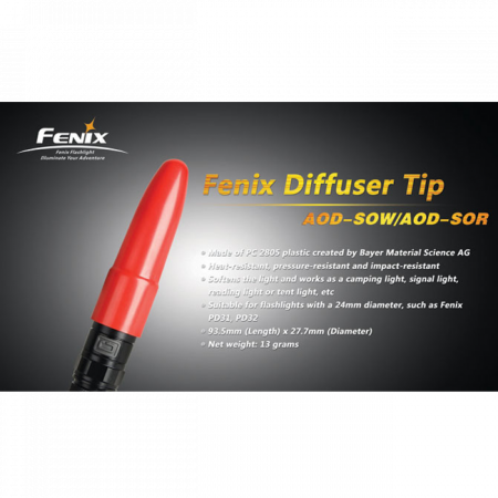 Диффузионный фильтр FENIX AOD-SOR красный 24 мм, для PD31/PD32 - купить в интернет-магазине Blademan