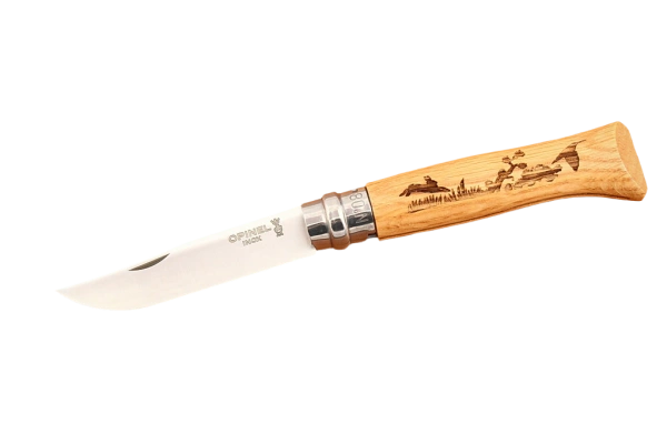 Opinel №8, гравировка «Заяц» — нож в открытом виде