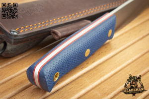 Нож Южный Крест Модель X M, N690, Конвекс, Микарта Синяя, Насечка Нож Южный Крест Модель X M, N690, Конвекс, Микарта Синяя, Насечка - купить в интернет-магазине Blademan