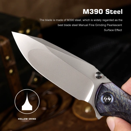 Нож Remette Cool Whale, M390, Titanium Fire-Textured Handle, RTCL-T3