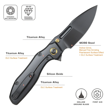 Нож Remette TwoFace, M390, Titanium Black Handle, DSTF-D