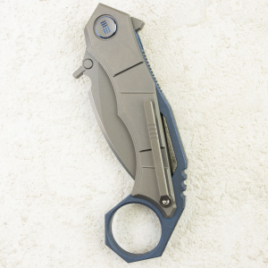 Нож WE Knife Tayra, Stonewashed, M390, Titanium Gray/Blue Handle, WE24069-2 Нож WE Knife Tayra, Stonewashed, M390, Titanium Gray/Blue Handle, WE24069-2