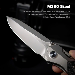 Нож Remette Meteor, M390, Titanium/Carbon Black Handle, RTPT-E