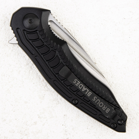 Нож Brous Blades Bionic Flipper, D2 Stonewashed, Aluminium Black, BRB53
