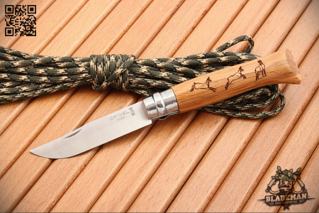 Нож Opinel №8 Animalia, Нержавеющая сталь, Дуб, Гравировка серна - купить в интернет-магазине Blademan
