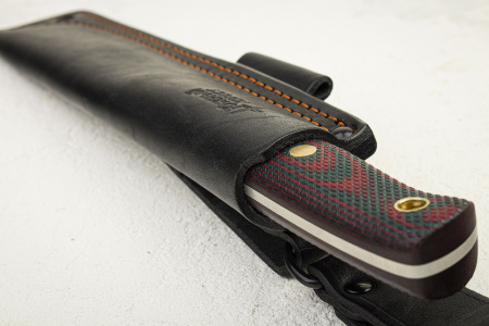 Нож Южный Крест Модель X M, CPR, Конвекс, Микарта зелёно-красная, Насечка - купить в интернет-магазине Blademan