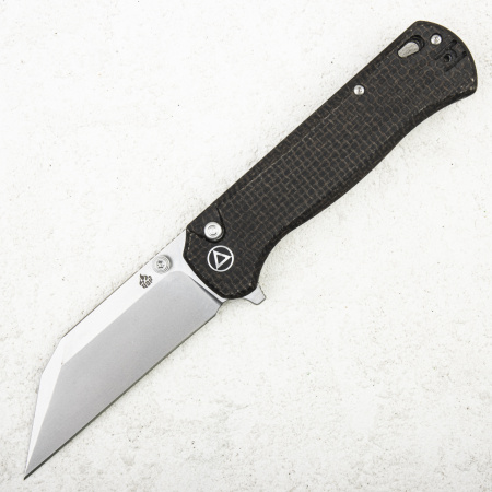 Нож QSP Swordfish Button Lock, 14C28N, Micarta Dark Brown