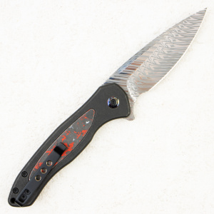 Нож WE Knife Button Lock Kitefin, Damasteel Fafnir, Carbon Fiber / BlackTitanium Handle - складной туристические ножи из стали Нож WE Knife Button Lock Kitefin, Damasteel Fafnir, Carbon Fiber / BlackTitanium Handle - складной туристические ножи из стали
