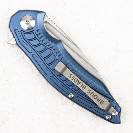 Нож Brous Blades Bionic Flipper, D2 Stonewashed, Aluminium Blue - купить в интернет-магазине Blademan