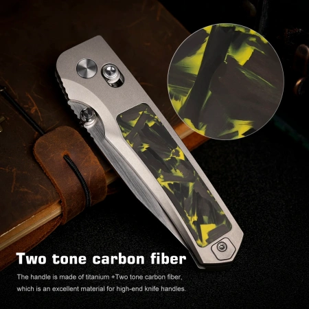 Нож Remette Aurora, M390, Titanium/Carbon Black/Yellow Handle, AURA-Y