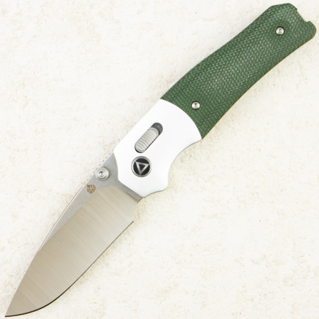 Нож QSP Vault, Stonewash-Satin 14C28N, Silver Bolster/Micarta Green, QS157-B1