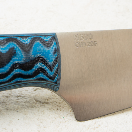 Нож мини шеф OWL CH120F, N690 Cryo, G10 Black-Blue