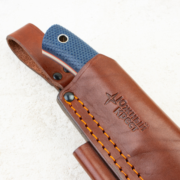 Нож Южный Крест Траппер, Convex, Elmax, Micarta Синий, Насечка, 255.2356.Elmax.K