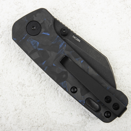 Нож QSP Penguin MINI, 14C28N Black, Shredded Carbon Fiber Blue - купить в интернет-магазине Blademan