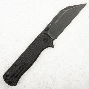 Нож QSP Swordfish Button Lock, 14C28N Black, Micarta Dark Brown - складной туристические ножи из стали Нож QSP Swordfish Button Lock, 14C28N Black, Micarta Dark Brown - складной туристические ножи из стали