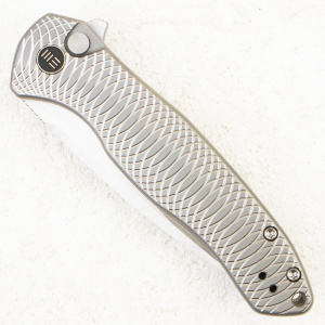 Нож WE Knife Button Lock Kitefin, CPM 20CV, Ripple Patterned Gray Titanium Handle - складной туристические ножи из стали Нож WE Knife Button Lock Kitefin, CPM 20CV, Ripple Patterned Gray Titanium Handle - складной туристические ножи из стали
