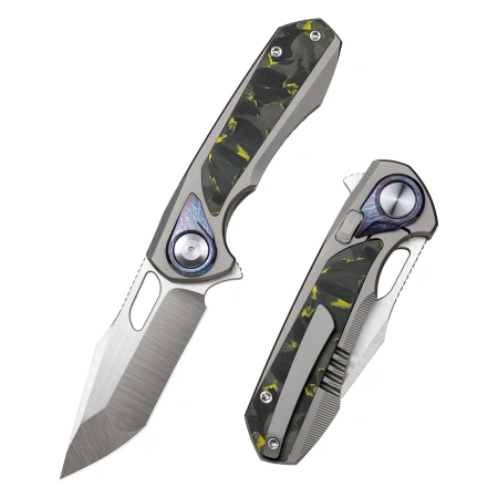 Нож Remette Saker Falcon, CPM S45VN, Titanium/Carbon Black/Yellow Handle, ASTP-2