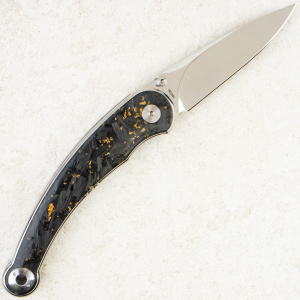 Нож QSP Dolphin, Mirror 14C28N, Carbon Fiber Black with Gold, QS161-A Нож QSP Dolphin, Mirror 14C28N, Carbon Fiber Black with Gold, QS161-A