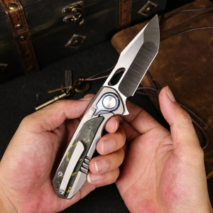 Нож Remette Saker Falcon, CPM S45VN, Titanium/Carbon Black/Yellow Handle, ASTP-2