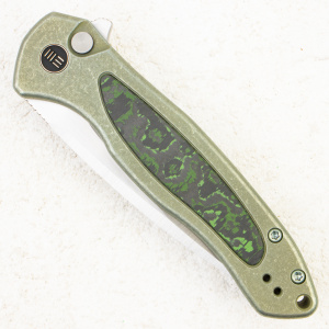 Нож WE Knife Button Lock Kitefin, CPM 20CV, Carbon Fiber / Green Titanium Handle - складной туристические ножи из стали Нож WE Knife Button Lock Kitefin, CPM 20CV, Carbon Fiber / Green Titanium Handle - складной туристические ножи из стали