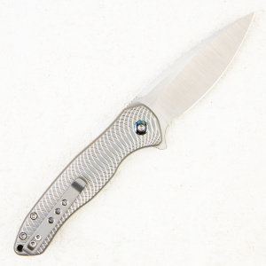 Нож WE Knife Button Lock Kitefin, CPM 20CV, Ripple Patterned Gray Titanium Handle - складной туристические ножи из стали Нож WE Knife Button Lock Kitefin, CPM 20CV, Ripple Patterned Gray Titanium Handle - складной туристические ножи из стали