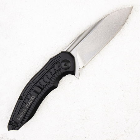 Нож Brous Blades Bionic Flipper, D2 Stonewashed, Aluminium Black, BRB53