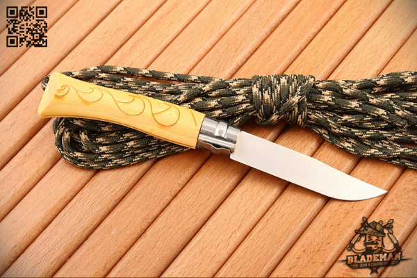 Нож Opinel №7 Nature, Нержавеющая сталь, Самшит, Гравировка волны - складной туристические ножи из стали