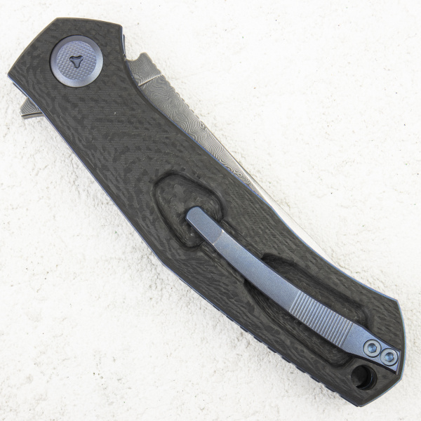 Нож МБШ CannaBis Ice, Damascus Zladinox, Titanium/Carbon