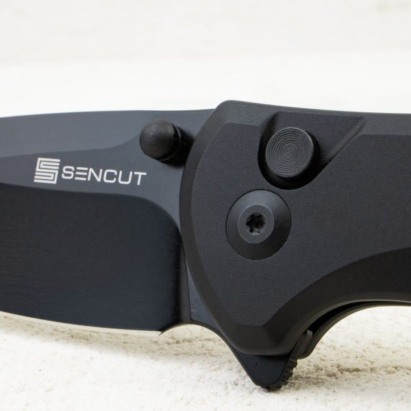 Нож SENCUT ArcBlast Flipper & Button Lock, 9Cr18MoV, Black Aluminum Handle, S22043B-1