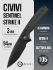 Нож CIVIVI Sentinel Strike II, Black Stonewashed, Nitro-V, Aluminum/FRN Black Handle, C22025D-1