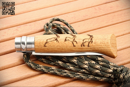 Нож Opinel №8 Animalia, Нержавеющая сталь, Дуб, Гравировка олени - купить в интернет-магазине Blademan