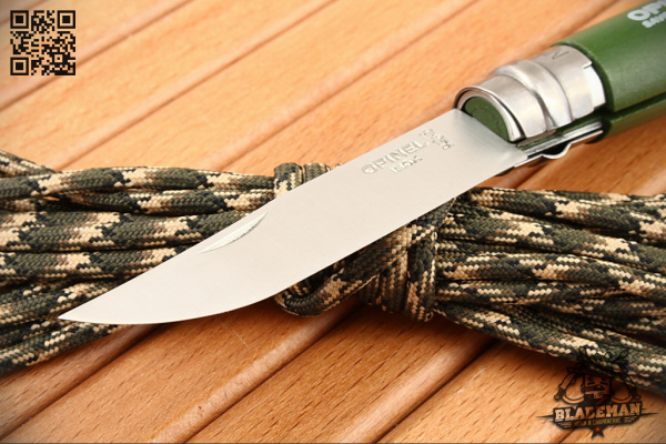 Нож Opinel №8 Trekking, Нержавеющая сталь, Кожаный темляк, Хаки - складной туристические ножи из стали