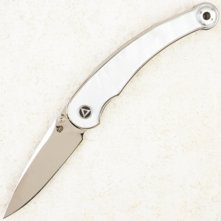 Нож QSP Dolphin, Mirror 14C28N, White Pearl Shell Handle, QS161-C