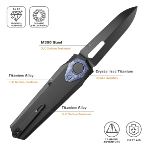 Нож Remette Infinite Power, M390, Titanium Black/Blue Handle, RTIP-D