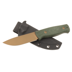 Нож HOT Knife Hoot, Cerakote Bronze, D2, Micarta Green Handle, Kydex