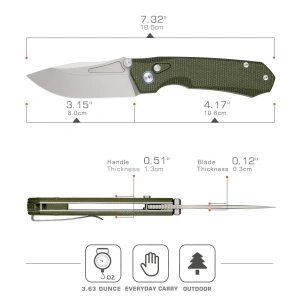 Нож Remette Rhino, 14C28N, Micarta Green Handle, MC25A