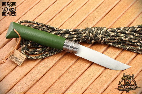 Нож Opinel №8 Trekking, Нержавеющая сталь, Кожаный темляк, Хаки - складной туристические ножи из стали