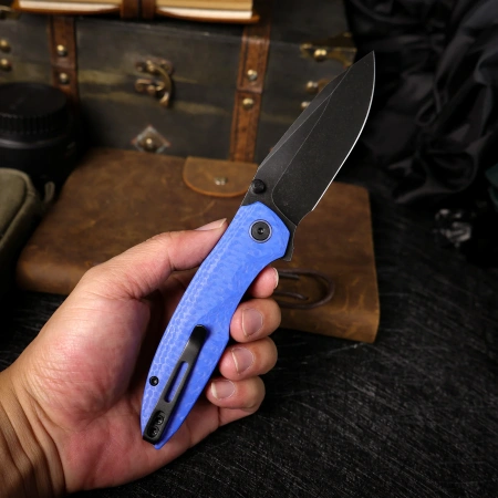 Нож Remette Cool Whale, Blackwashed 14C28N, CNC G10 Blue Handle, RTCL-GN6