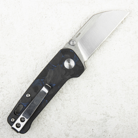 Нож QSP Penguin MINI, 14C28N, Shredded Carbon Fiber Blue - купить в интернет-магазине Blademan