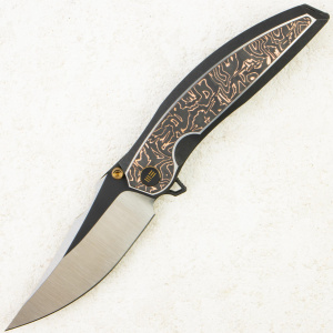 Нож WE Knife Quinseris, Satin M390, Titanium Black with Copper Foil Carbon Inlay Handle, WE23093-1