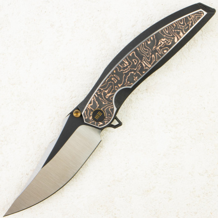 Нож WE Knife Quinseris, Satin M390, Titanium Black with Copper Foil Carbon Inlay Handle, WE23093-1